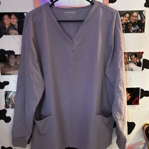 Women's Mandala long sleeve scrub Top - Purple